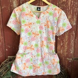 Small floral scrub top